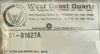 West Coast Quartz 91-01627A Silicon Slab Rework AMAT 0200-40013 Refurbished