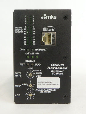 MKS Instruments AS01294 DeviceNet I/O Block CDN294R AMAT Working Surplus