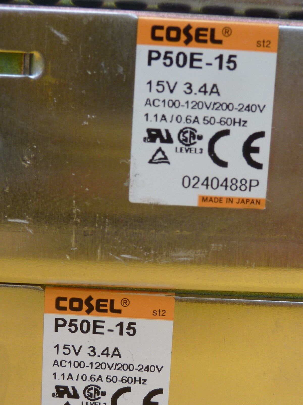 Cosel PAA15OF-24-N Power Supply P50E-12-N P50E-15-N PAA50F-5-N Lot of 7 Used
