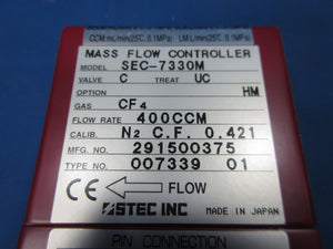 Horiba STEC SEC-7330M Mass Flow Controller CF4 400CCM Lot of 2 Used Working
