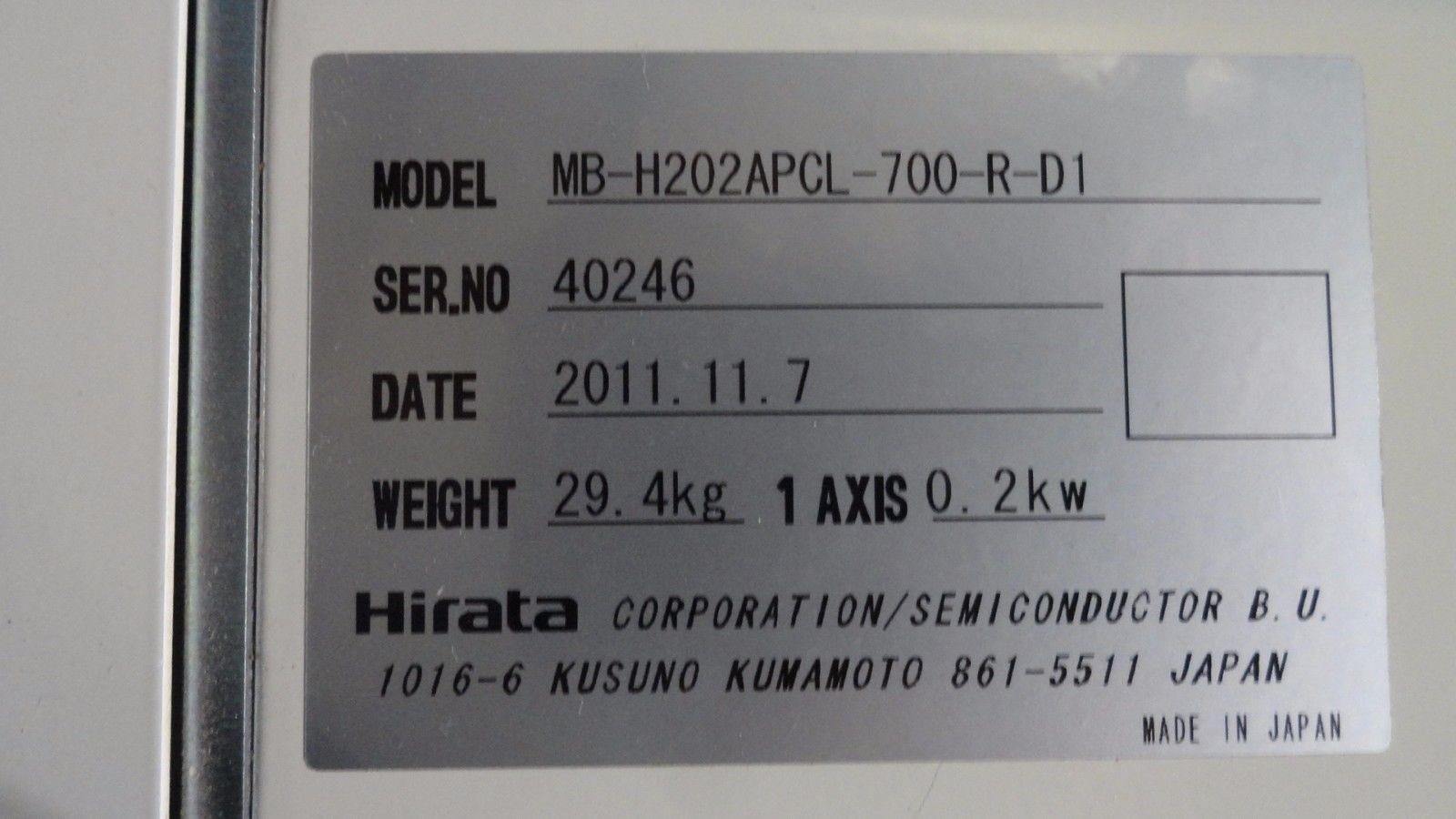Hirata MB-H202APCL-700R-D1 Robot Linear Track Used Working