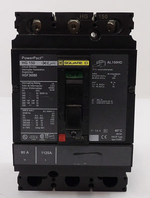 Square D HG 150 Circuit Breaker HGF36125 HGF36080 Reseller Lot of 2 Working