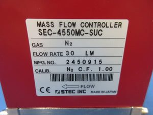 Horiba STEC SEC-4550MC-SUC Mass Flow Controller MFC N2 30LM Used Working