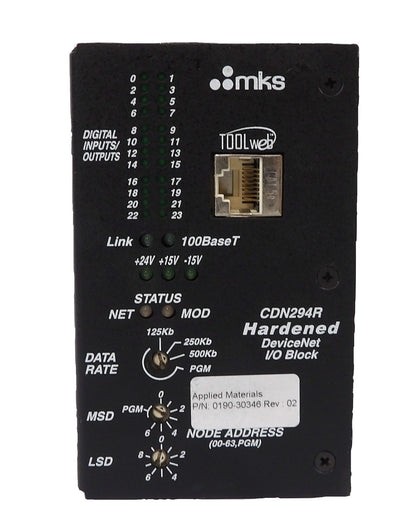 MKS Instruments AS01294-04 DeviceNet I/O Block CDN294R AMAT 0190-30346 Working