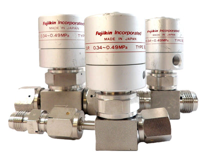 Fujikin 316L 316L-P Diaphragm Valve Type N.C. Reseller Lot of 3 Working Surplus