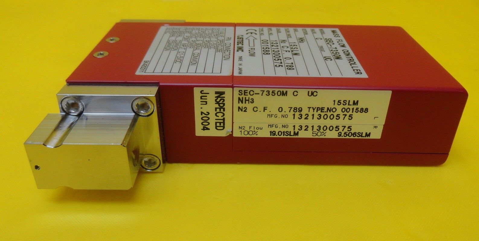 STEC SEC-7350M Mass Flow Controller MFC 15 SLM NH3 SEC-7350 Used Working