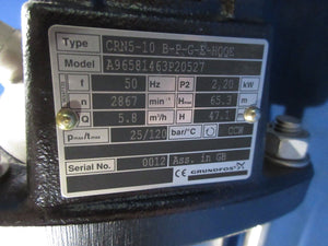 Grundfos CRN5-10 B-P-G-E-HQQE Pump A96581463P20527 AMAT Quantum X Used Working