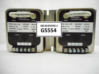 Omega PX655-25DI Differential Pressure Transmitter Reseller Lot of 2 Used
