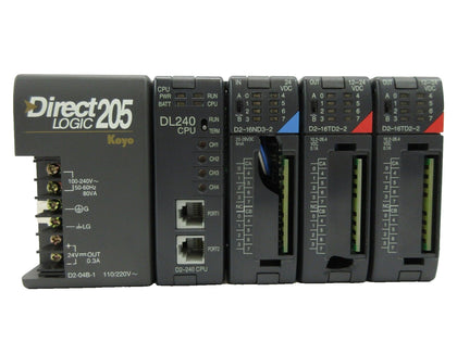 Automation Direct D2-04B-1 4-Slot PLC Controller DirectLOGIC 205 Koyo Working