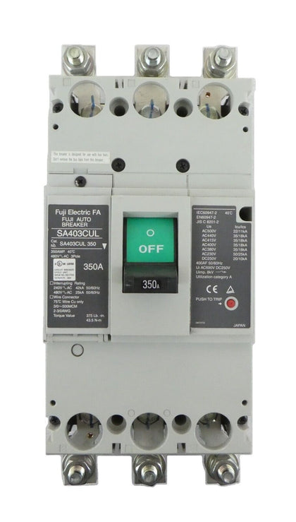Fuji Electric FA SA403CUL 350A Industrial Auto Breaker Working Surplus