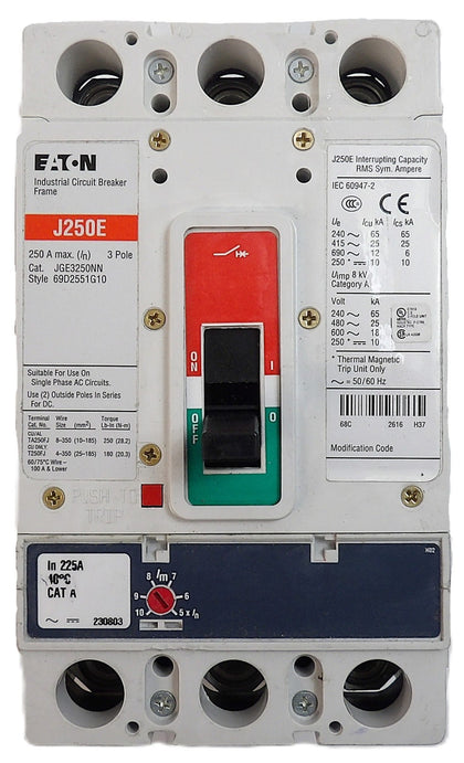 Eaton JGE3250NN 3 Pole Circuit Breaker J250E 69D2551G10 Working