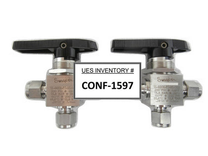 Swagelok SS-44XS6-PT-UC-1466 3-Way Ball Valve Reseller Lot of 2 New Surplus