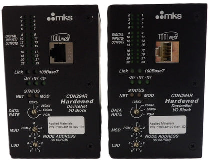 MKS Instruments AS01294-05 Hardened DeviceNet I/O Block CDN294R Lot of 2 Working