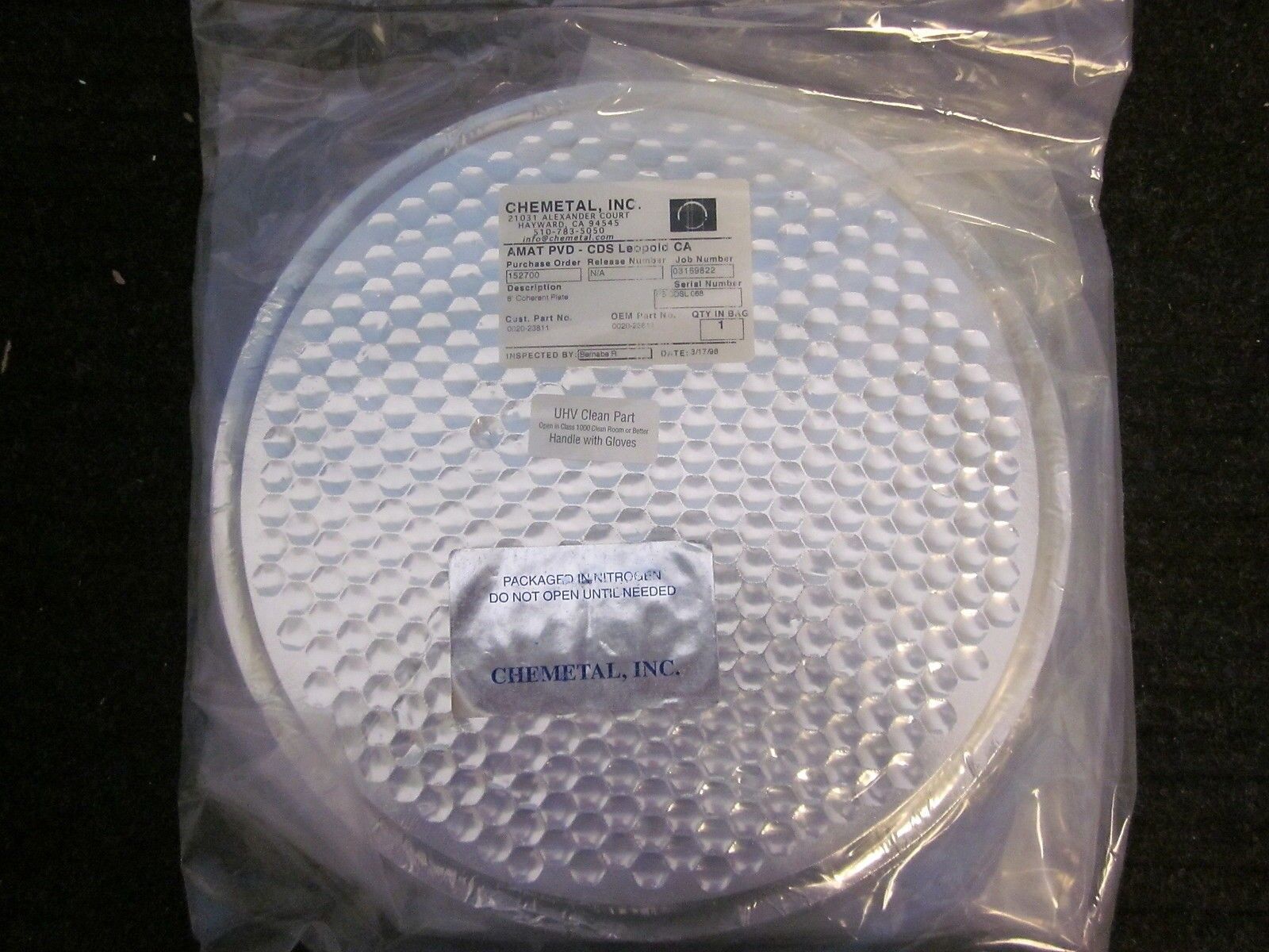 AMAT Applied Materials 0020-23811 Coherent Plate 8" Used Working