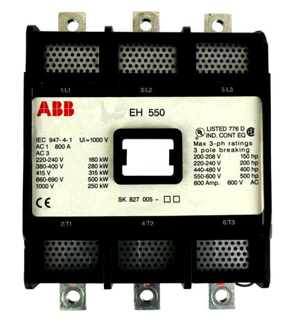ABB SK 827 005 3-Pole Contactor EH 550 SK 827 100-DB 24V Coil Working Surplus