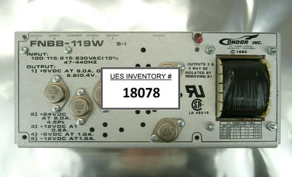 Condor FNBB-119W Open Frame Power Supply S-I Used Working