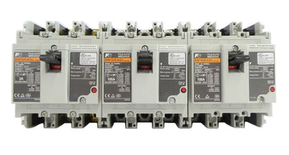 Fuji Electric BW100EAGU 3 Pole Circuit Breaker Reseller Lot of 3 New Surplus