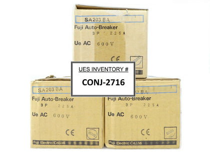 Fuji Electric SA203BA Circuit Breaker Reseller Lot of 3 Mattson 525-09859-00 New