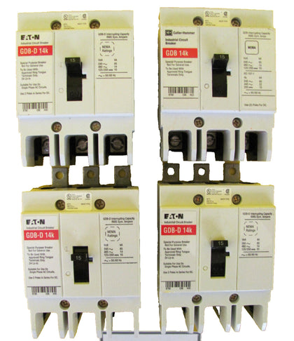Eaton GDB-D 14k Circuit Breaker 15 Amp Lot of 4 Working Surplus