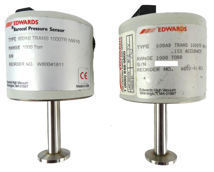 Edwards W60041811 Barocel Pressure Sensor 1000 Torr NW16 Lot of 2 Working