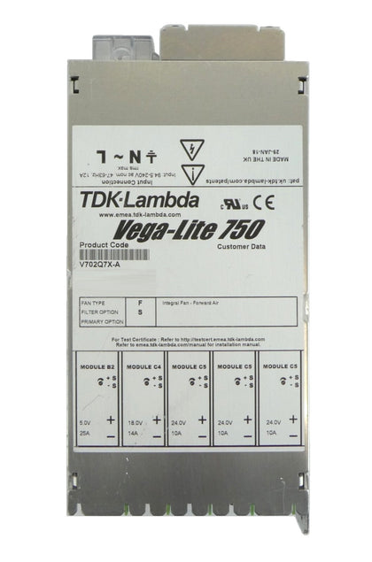 TDK-Lambda V702Q7X-A Power Supply Vega-Lite 750 AB Sciex Working Surplus
