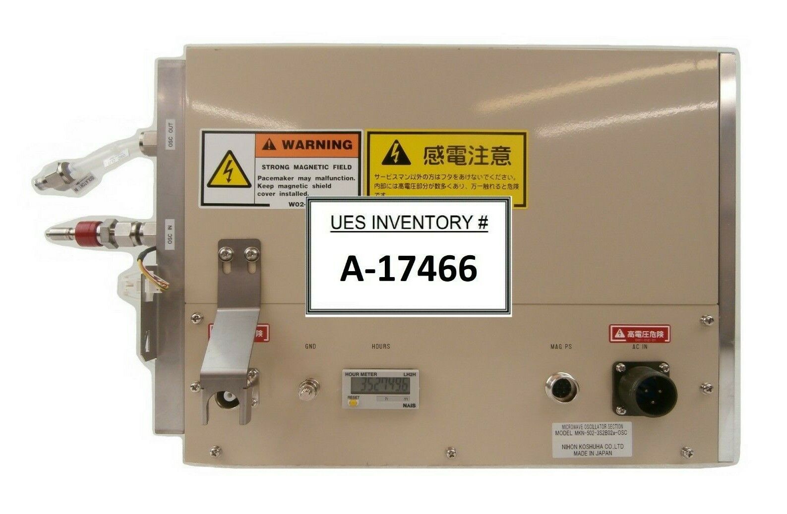 Nihon MKN-502-3S2B02a-OSC Microwave Oscillator 352749 Hours TEL Trias Working