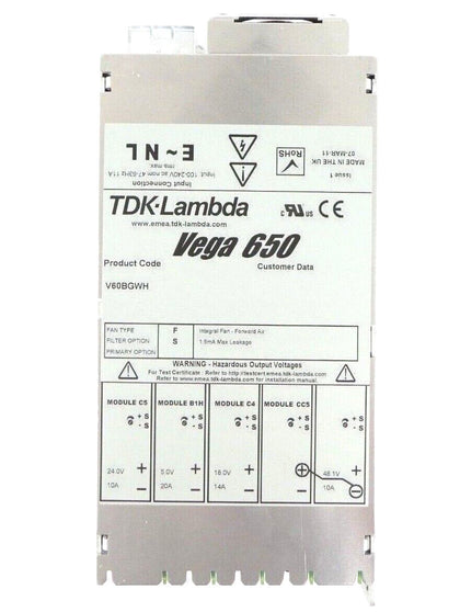 TDK-Lambda V60BGWH Power Supply Vega 650 Sciex 1036372 SelexION Working Surplus