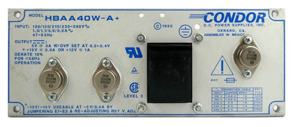 Condor HBAA40W-A+ DC Power Supply ±15V Power-One KLA Instruments Working Spare