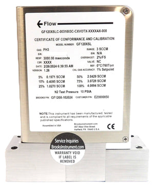 Brooks Instrument GF120X-102024 Mass Flow Controller MFC 3 SCCM PH3 New Spare