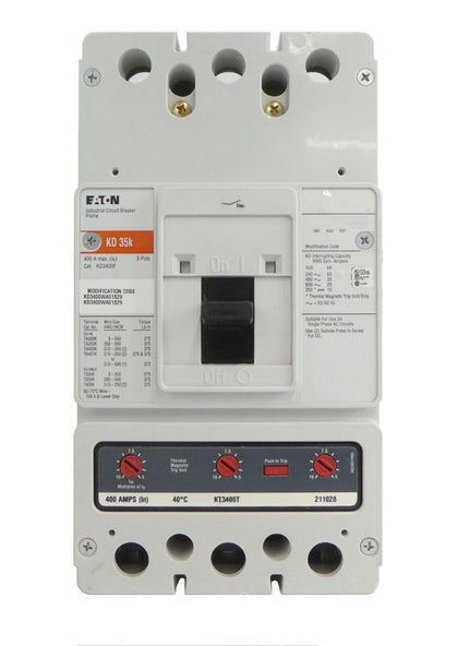 Eaton KD3400F 3 Pole Industrial Circuit Breaker Assembly KD 35k Working Surplus