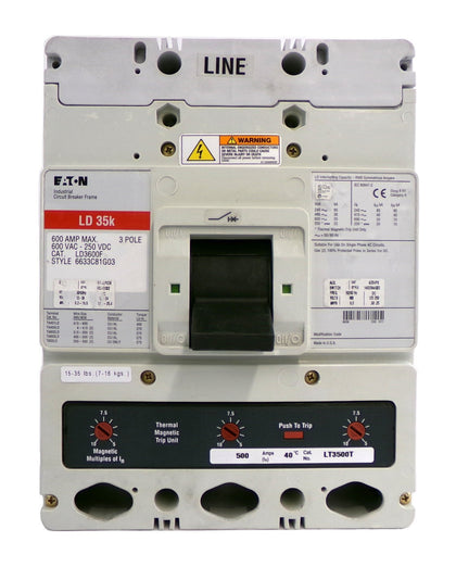 Eaton 6633C81G03 LD 35k 3-Pole Circuit Breaker LD3600F Working