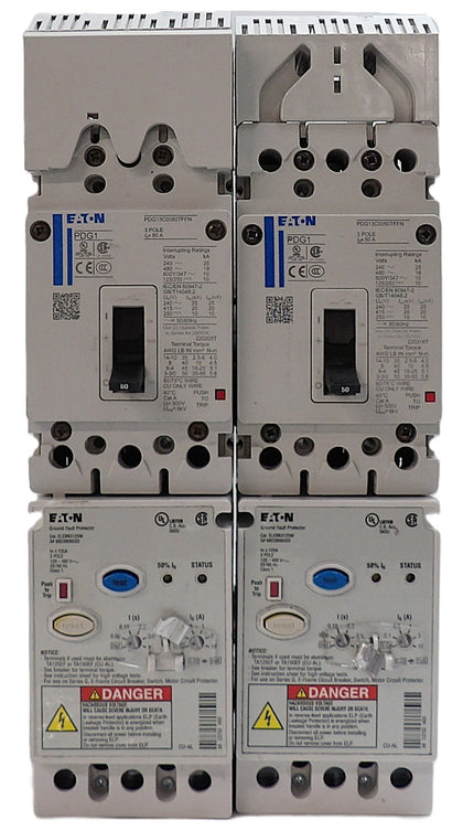 Eaton PDG13C0050TFFN 3-Pole Industrial Circuit Breaker PDG1 Lot of 2 Working