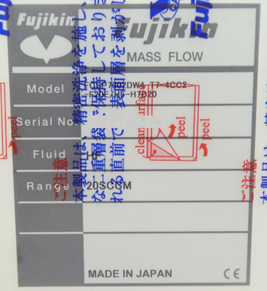 Fujikin CSP7302DW4-T7-4CC2-F20E/HF-H7D20 Mass Flow Controller MFC P700 ...