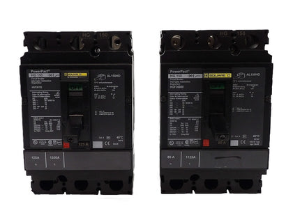 Square D HG 150 Circuit Breaker HGF36125 HGF36080 Reseller Lot of 2 Working