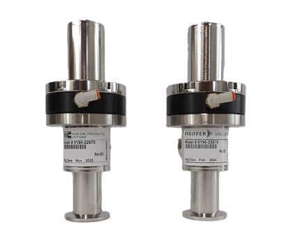 Nor-Cal Pfeiffer 0190-22670 Pneumatic Angle Valve AMAT Reseller Lot of 2 Working