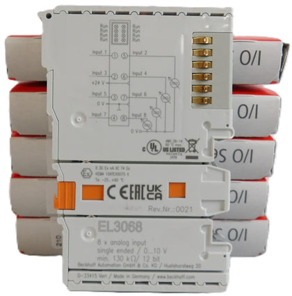 Beckhoff EL3068 EtherCAT 8-Channel Analog Terminal Lot of 5 AMAT 0660-00992 New