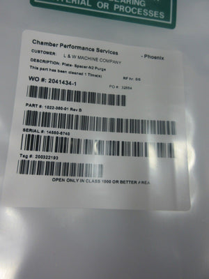 L & W Machine Company 1021-161-01 Plate Shower Parts Kit 1022-360-01 Used