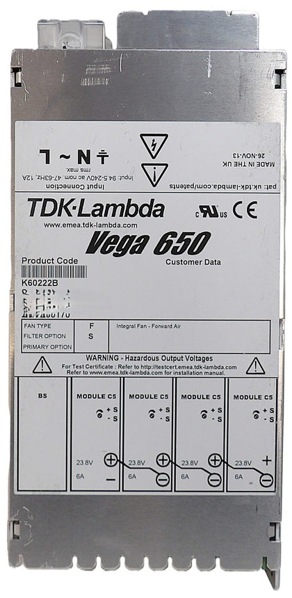 TDK-Lambda K60222B Power Supply Vega 650 Sciex Spectrometer Working Surplus