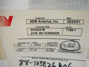 ASM 88-123826A06 Wafer Boat 18 Count P+/Boron 150mm New