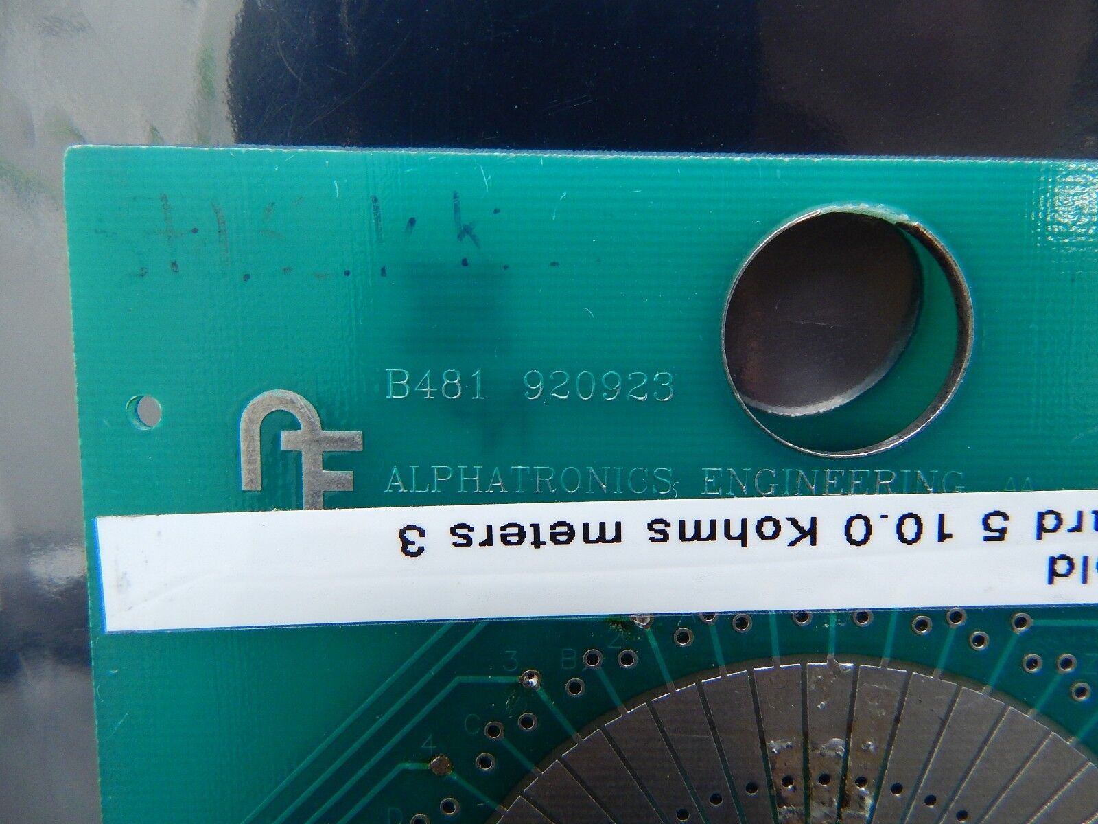 Alphatronics Gold Card 5 Probe Card PCB Standard B481 10.0 Kohms Meters 3 Used