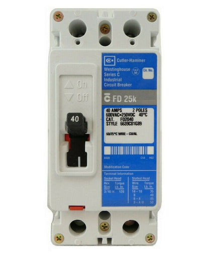 Cutler-Hammer FD2040 Circuit Breaker 6639C81G89 Mattson 255-08414-00 New Surplus