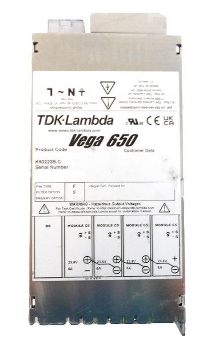 TDK-Lambda K60222B-C Power Supply Vega 650 Sciex Spectrometer Working Surplus