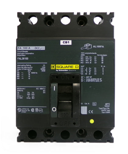 Schneider FA100A 3-Pole Circuit Breaker Square D FAL36100 Working