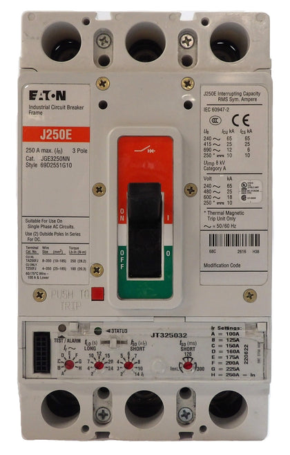 Eaton JGE3250NN 3 Pole Circuit Breaker J250E JT325032 Working Surplus