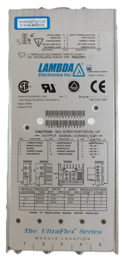 Lambda Electronics UBJ2MNPXX-1930 Power Supply Module UltraFlex Series Working