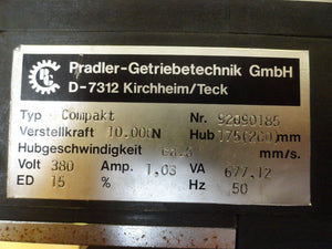 Pradler-Getriebetechnik 92090185 Linear Actuator Assembly Used Working