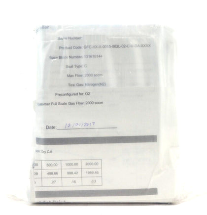 Pivotal Systems 32-02853 Mass Flow Controller MFC 2000 SCCM O2 New Surplus