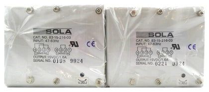 Sola Linear 4010029 DC Power Supply 15vdc 1.6A Reseller Lot of 2 New Surplus